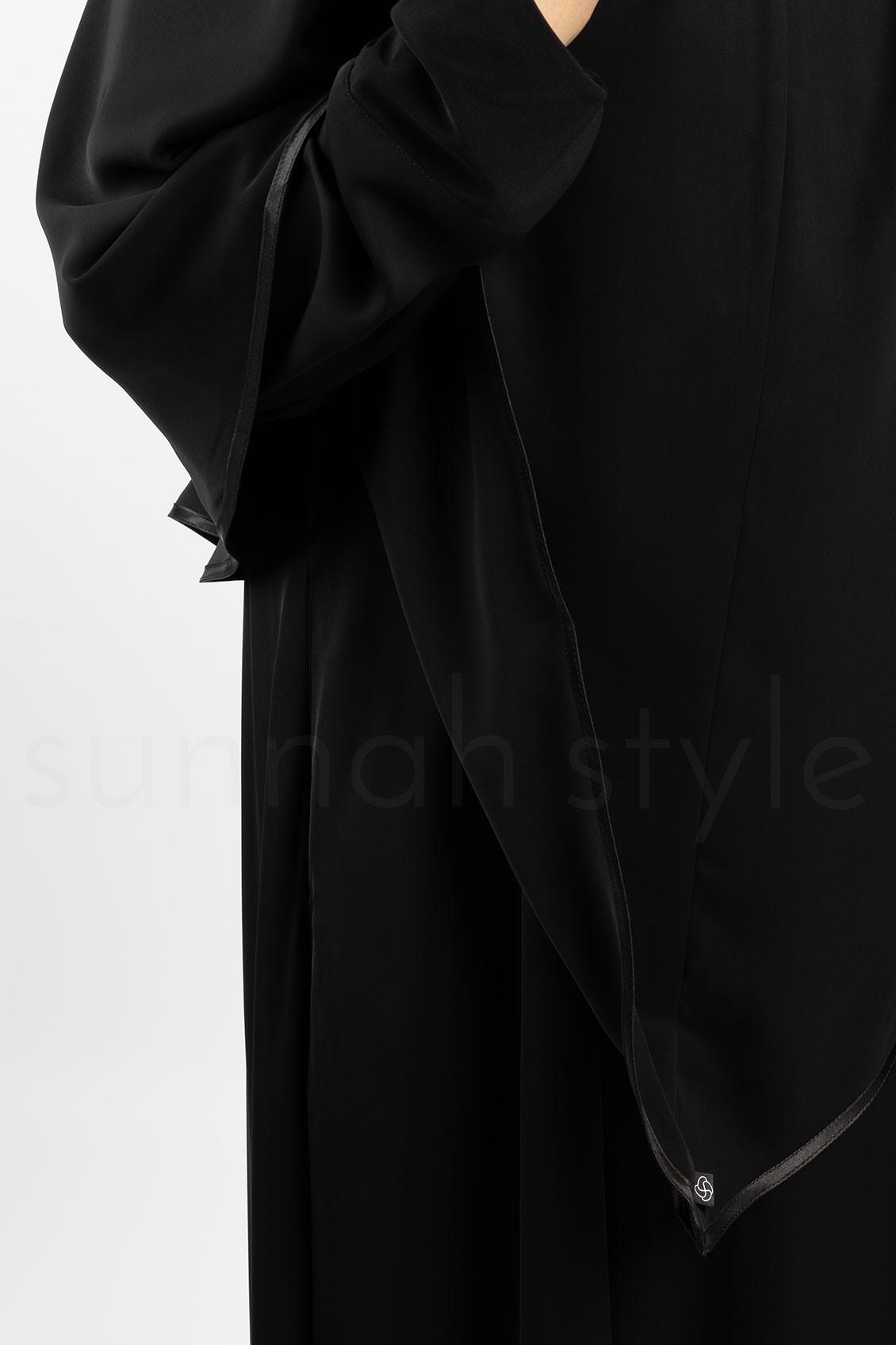 Sunnah Style Satin Trimmed Diamond Khimar Black